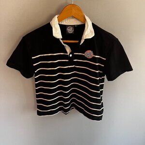 Santa-Cruz T-shirt Collared Striped Black & White Skateboards Size XS